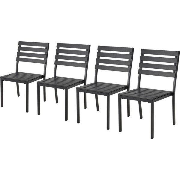 Global Industrial Stackable Outdoor Dining Armless Chair, Black, 4PK 436986BK - main